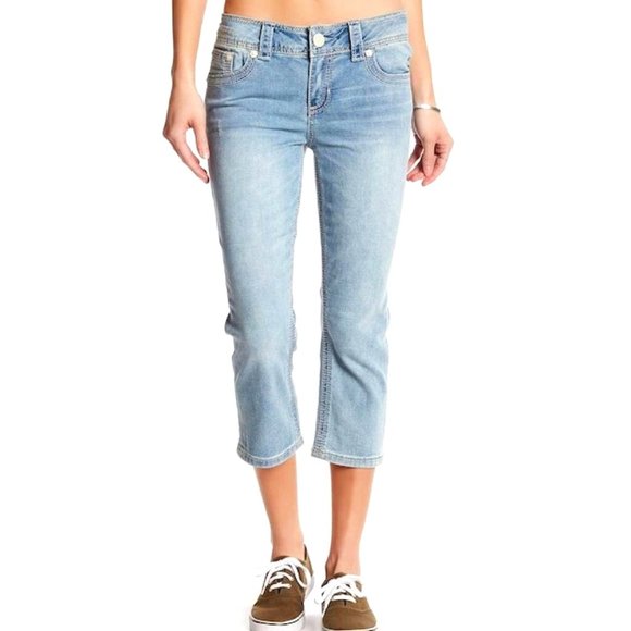 Seven7 Capri Girlfriend Denim Jeans - Charmer Blue - Size 8 - Picture 2 of 9